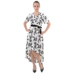 Erotic Pants Motif Black And White Graphic Pattern Black Backgrond Front Wrap High Low Dress