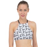 Erotic Pants Motif Black And White Graphic Pattern Black Backgrond Halter Bikini Top