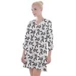 Erotic Pants Motif Black And White Graphic Pattern Black Backgrond Open Neck Shift Dress