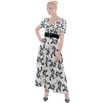 Erotic Pants Motif Black And White Graphic Pattern Black Backgrond Button Up Short Sleeve Maxi Dress