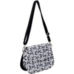 Erotic Pants Motif Black And White Graphic Pattern Black Backgrond Saddle Handbag