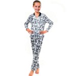 Erotic Pants Motif Black And White Graphic Pattern Black Backgrond Kids  Satin Long Sleeve Pajamas Set