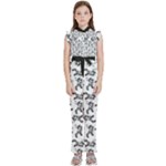 Erotic Pants Motif Black And White Graphic Pattern Black Backgrond Kids  Sleeveless Ruffle Edge Band Collar Chiffon One Piece