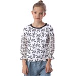 Erotic Pants Motif Black And White Graphic Pattern Black Backgrond Kids  Cuff Sleeve Top