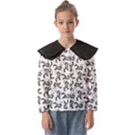 Erotic Pants Motif Black And White Graphic Pattern Black Backgrond Kids  Peter Pan Collar Blouse