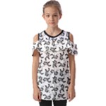 Erotic Pants Motif Black And White Graphic Pattern Black Backgrond Fold Over Open Sleeve Top