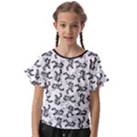 Erotic Pants Motif Black And White Graphic Pattern Black Backgrond Kids  Cut Out Flutter Sleeves