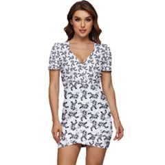 Low Cut Cap Sleeve Mini Dress 