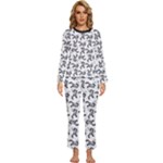 Erotic Pants Motif Black And White Graphic Pattern Black Backgrond Womens  Long Sleeve Lightweight Pajamas Set