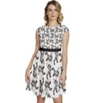 Erotic Pants Motif Black And White Graphic Pattern Black Backgrond Cap Sleeve High Waist Dress