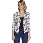 Erotic Pants Motif Black And White Graphic Pattern Black Backgrond Women s Casual 3/4 Sleeve Spring Jacket