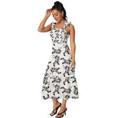 Tie-Strap Tiered Midi Chiffon Dress 