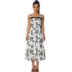 Erotic Pants Motif Black And White Graphic Pattern Black Backgrond Square Neckline Tiered Midi Dress