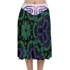 Velvet Flared Midi Skirt 