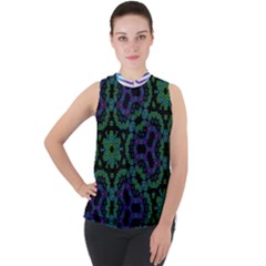 Mock Neck Chiffon Sleeveless Top 