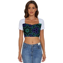 Short Sleeve Square Neckline Crop Top  