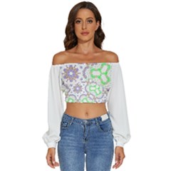 Long Sleeve Crinkled Weave Crop Top 