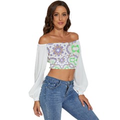 Long Sleeve Crinkled Weave Crop Top 