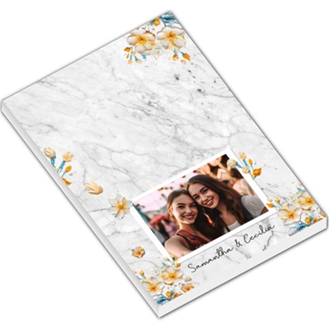 Personalized Oil Painting Floral Marble Texture Photo Name Any Text Large Memo Pad Large Memo Pads from ArtsNow.com