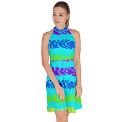 Sleeveless Halter Neck A-Line Dress 