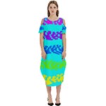 Abstract Design Pattern Cold Shoulder Loose Fit Dress With Pockets
