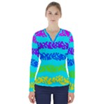 Abstract Design Pattern V-Neck Long Sleeve Top