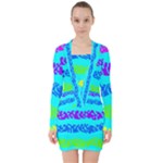 Abstract Design Pattern V-neck Bodycon Long Sleeve Dress