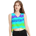 Abstract Design Pattern V-Neck Cropped Tank Top