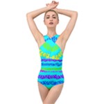 Abstract Design Pattern Cross Front Low Back Swimsuit