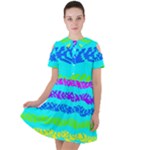 Abstract Design Pattern Short Sleeve Shoulder Cut Out Dress 