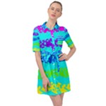 Abstract Design Pattern Belted Shirt Dress