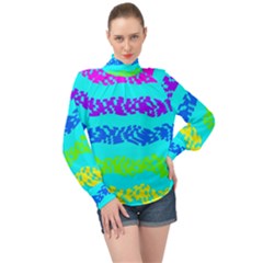 High Neck Long Sleeve Chiffon Top 