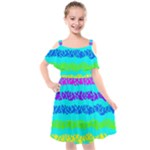 Abstract Design Pattern Kids  Cut Out Shoulders Chiffon Dress