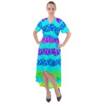 Abstract Design Pattern Front Wrap High Low Dress