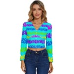 Abstract Design Pattern Long Sleeve V-Neck Top