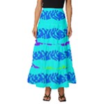 Abstract Design Pattern Tiered Ruffle Maxi Skirt
