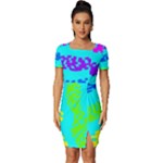 Abstract Design Pattern Fitted Knot Split End Bodycon Dress