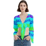 Abstract Design Pattern Trumpet Sleeve Cropped Top