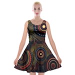Abstract Geometric Pattern Velvet Skater Dress