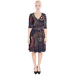Abstract Geometric Pattern Wrap Up Cocktail Dress
