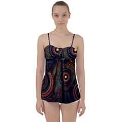 Abstract Geometric Pattern Babydoll Tankini Top from ArtsNow.com