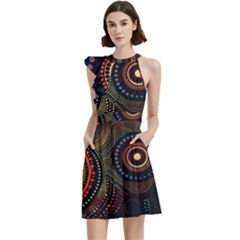 Cocktail Party Halter Sleeveless Dress With Pockets 