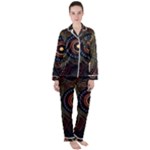 Abstract Geometric Pattern Women s Long Sleeve Satin Pajamas Set	
