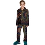 Abstract Geometric Pattern Kids  Long Sleeve Velvet Pajamas Set