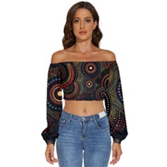 Long Sleeve Crinkled Weave Crop Top 