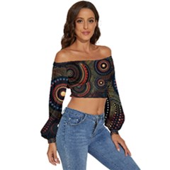 Long Sleeve Crinkled Weave Crop Top 