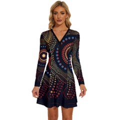 Long Sleeve Deep V Mini Dress  