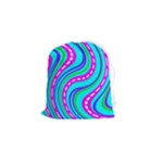 Swirls Pattern Design Bright Aqua Drawstring Pouch (Small)