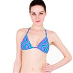 Swirls Pattern Design Bright Aqua Classic Bikini Top