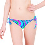 Swirls Pattern Design Bright Aqua Bikini Bottoms
